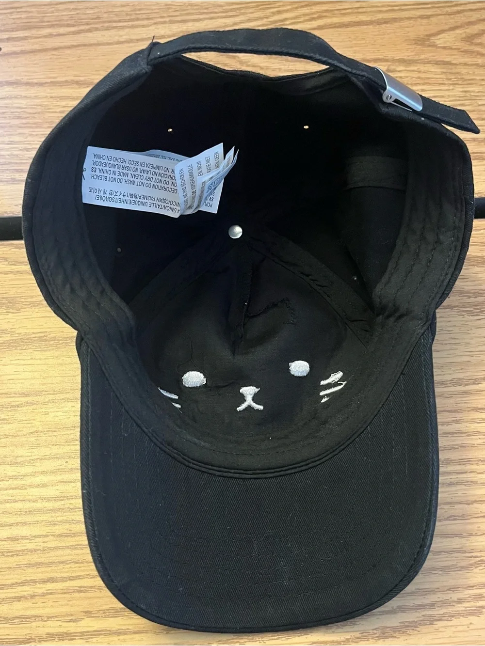 Black Embroidered Cat Ear Baseball Cap